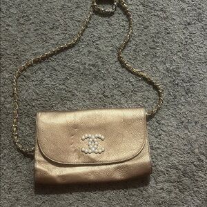 Chanel Gold Clutch with Chain Strap